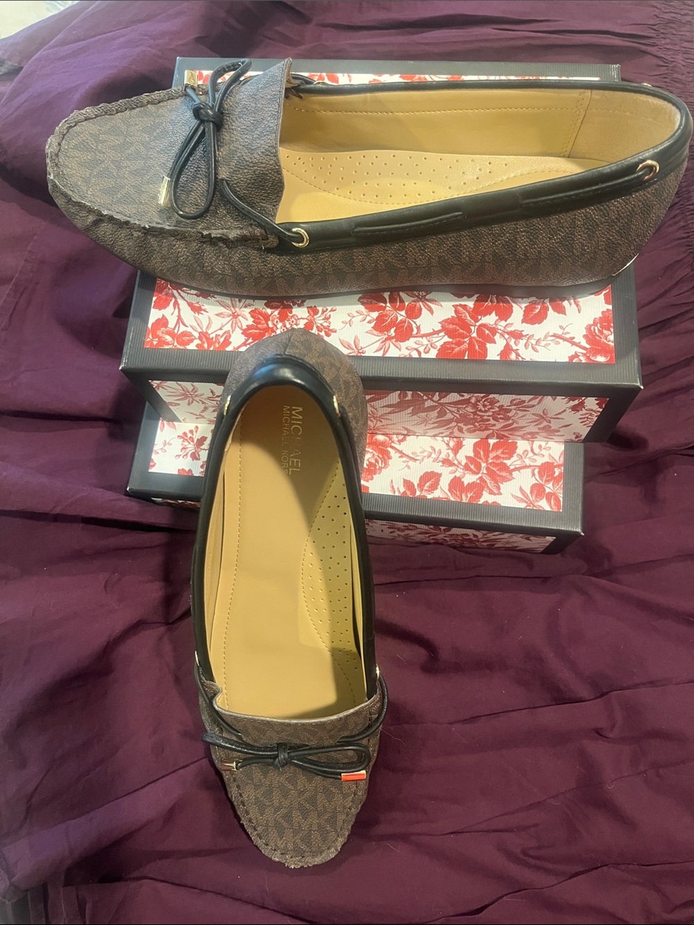 Michael Kors Brown MK Logo Driving Moccasins